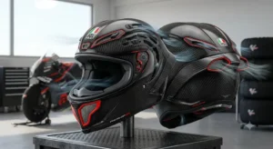 Sistema di ventilazione avanzato di un casco AGV con prese d'aria frontali ed estrattori posteriori