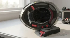 Interni ergonomici e guanciali estraibili per casco integrale racing professionale