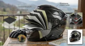 Struttura della calotta ultra resistente in fibra di carbonio e vetro del casco integrale touring