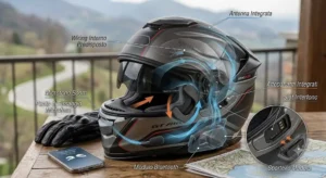 Illustrazione della predisposizione per sistema di comunicazione interfono Bluetooth nel casco integrale touring