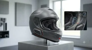 Casque intégral touring avec kit intercom Bluetooth intégré pour la communication en trajet.