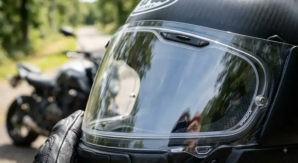 Lentille pinlock universel antibuée transparente pour écran de casque de moto.