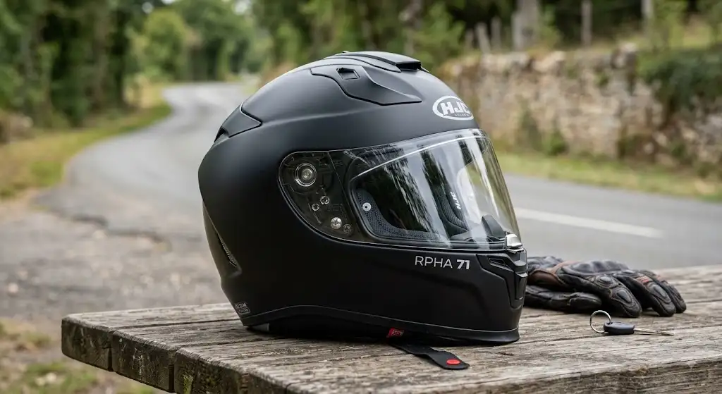 Casque HJC intégral noir mat pour motard sur route homologué ECE 22.06