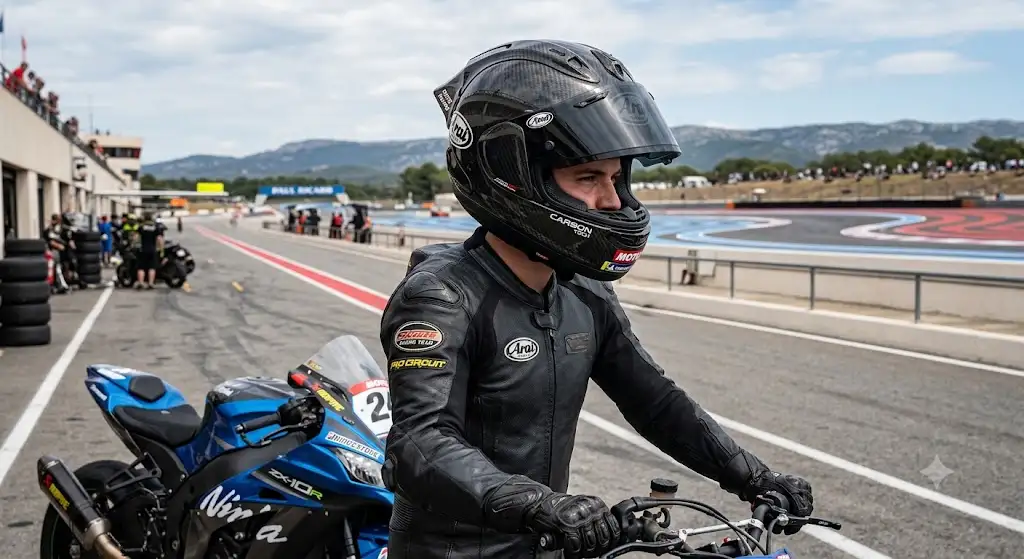 Casque racing piste intégral en fibre de carbone ultra léger pour motard