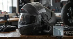 Casque modulable Shark équipé d'un écran solaire interne rétractable avec traitement anti-rayures.
