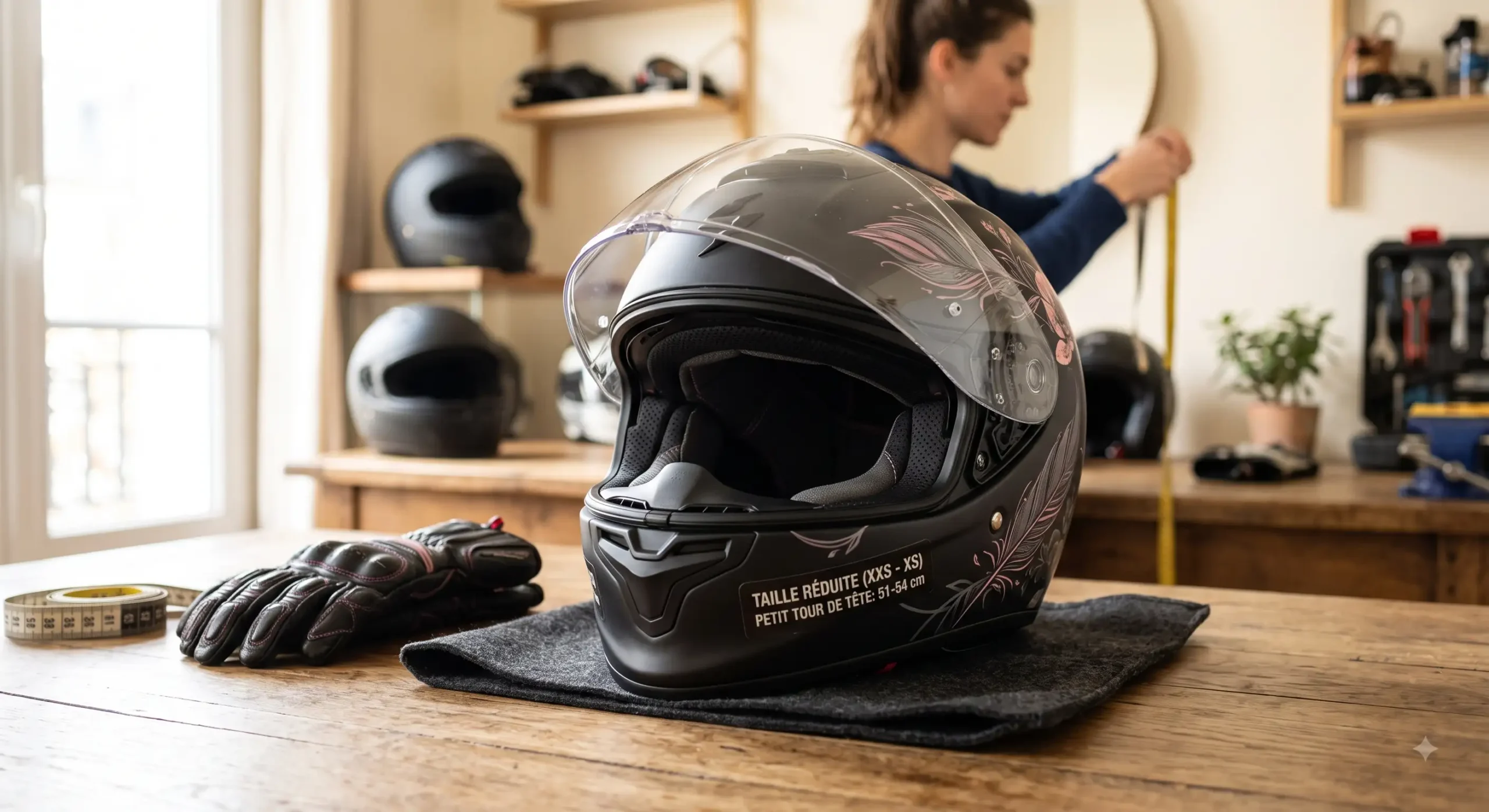 casque femme tour de tête réduit spécialement conçu pour les petits tours de tête en taille XXS et XS.