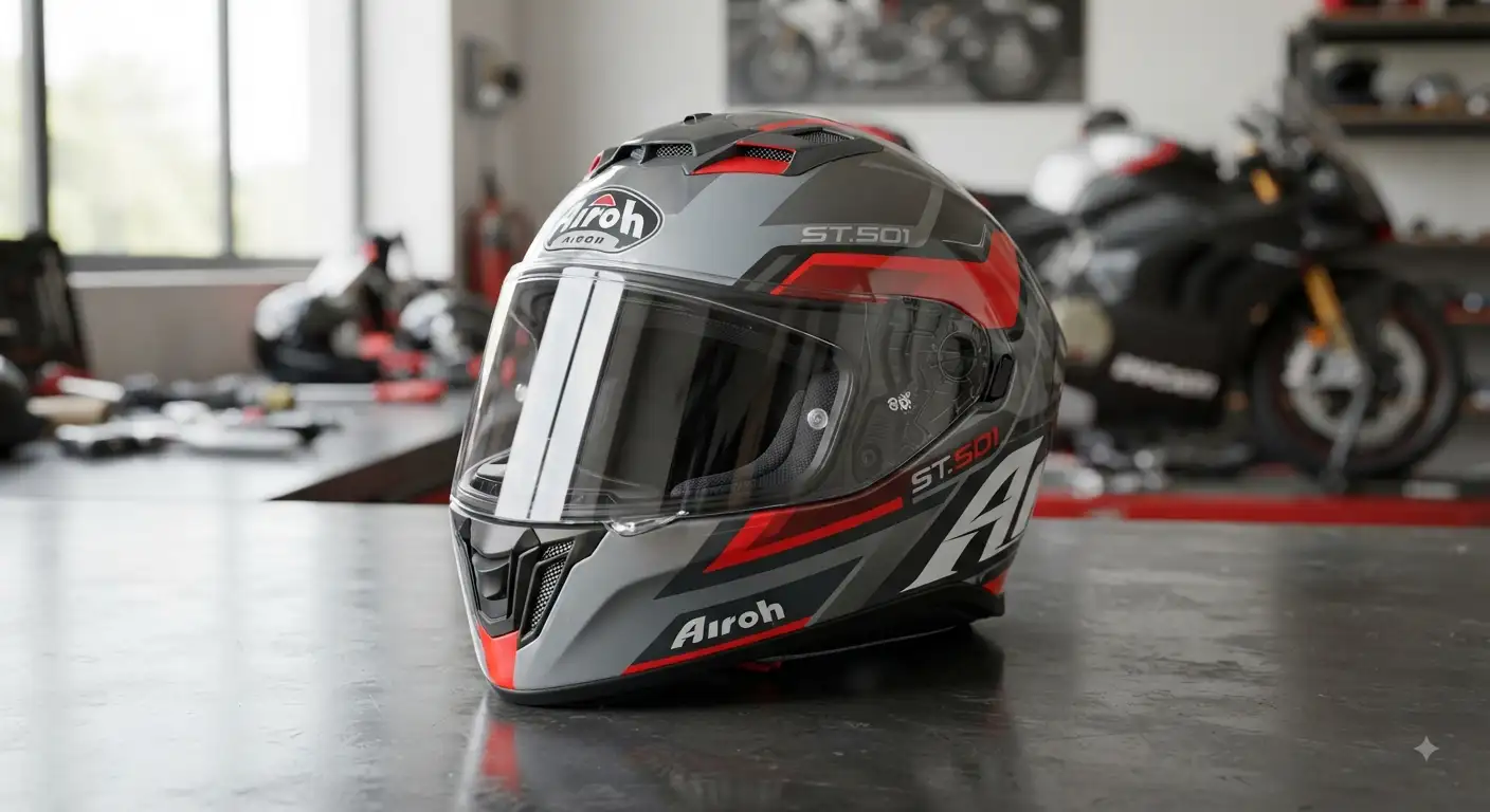 Casco Airoh integrale ideale per uso stradale con design aerodinamico e ventilazione avanzata