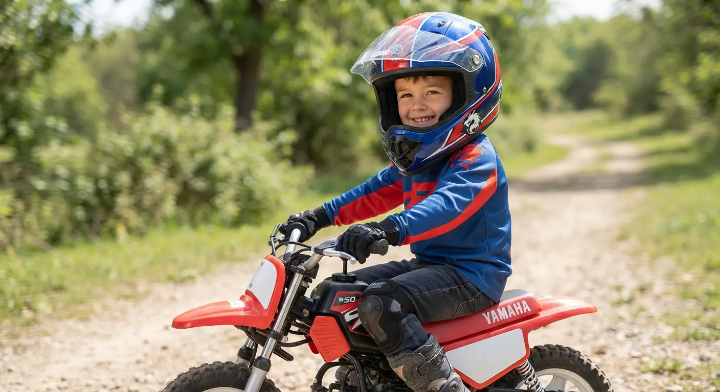 Casco integrale per bambino sicuro e leggero, ideale per proteggere la testa durante la guida in moto o bici in totale comfort.