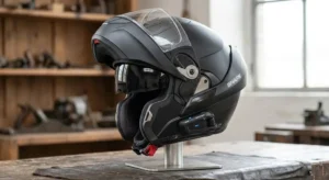 Casque modulable double homologation équipé d'un système d'intercom Bluetooth pour motard