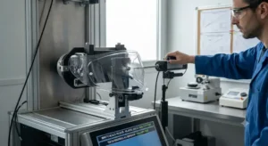 Test di resistenza della visiera secondo i parametri della normativa ECE 22.06