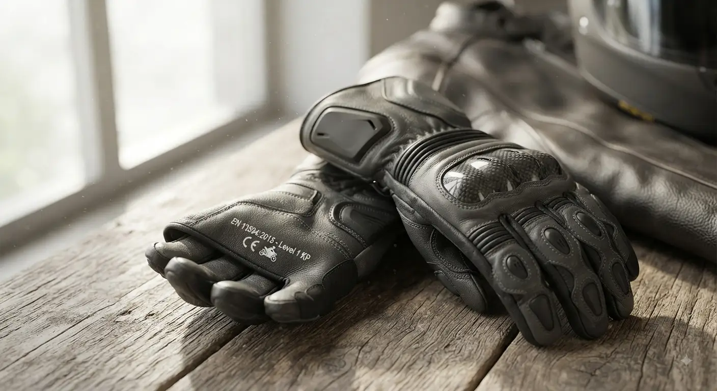 Guanti da moto omologati CE con protezioni certificate, realizzati con materiali resistenti e traspiranti per garantire sicurezza e comfort durante la guida.