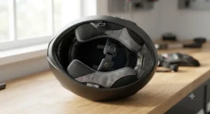 Interni sfoderabili e lavabili in tessuto traspirante di un casco moto di fascia media