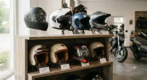 Esposizione di diversi caschi moto economici con ottimo rapporto qualita prezzo inferiori a 200 euro