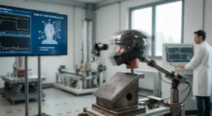 Schema dei test di impatto rotazionale previsti dall'omologazione ECE 22.06