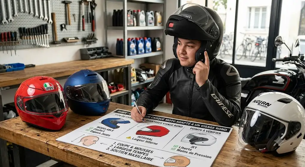 Guide comparatif pour bien choisir un casque moto adapté à la morphologie d'un visage rond