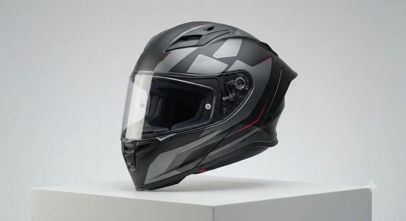 Illustrazione di un casco integrale urban naked con design moderno e aggressivo su sfondo neutro