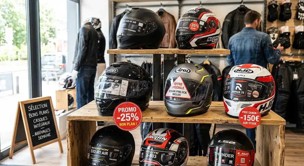 Sélection des meilleurs bons plans sur les casques intégraux de moto en promotion. (bon plan casque intégral)