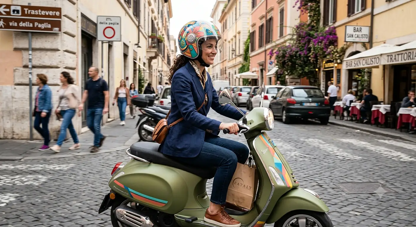Casco moto donna colorato e di design ideale per gli spostamenti urbani in scooter.