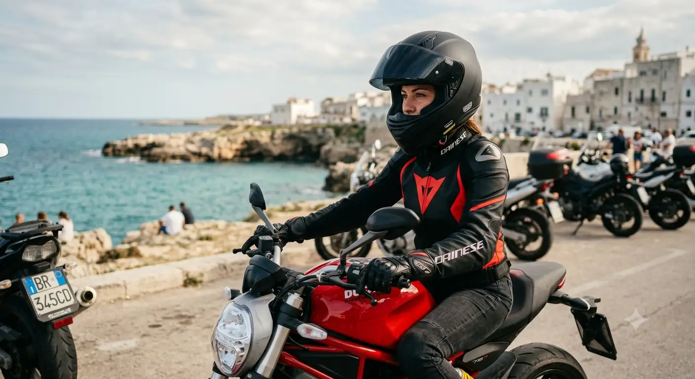 Casco moto taglia XS donna integrale in colore nero opaco indossato da una motociclista